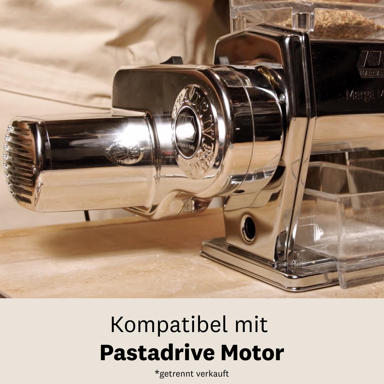 Marcato Marga Mühle für Getreide, Getreidemühle, hausgemachte Mehlmaschine, aus Stahl und Aluminium, 6 Mahlpositionen, 2 Oberflächen für Flocken oder Mehl, hergestellt in Italien
