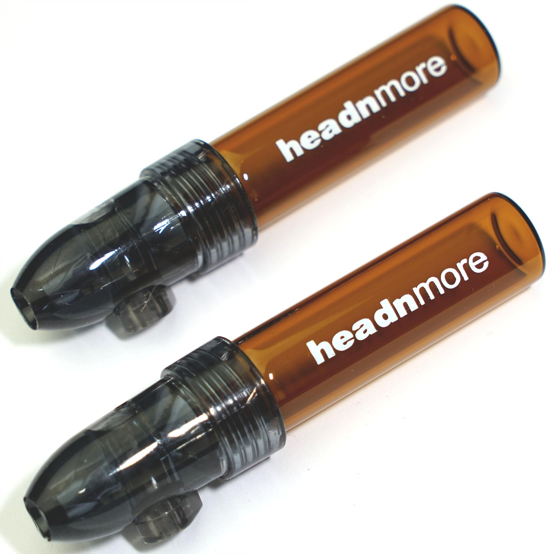 HEADNMORE Set Di 2 Dosatori Per Tabacco Da Fiuto, Testa In Acrilico Verde E Vetro Marrone, Altezza 8.4 Cm - 3
