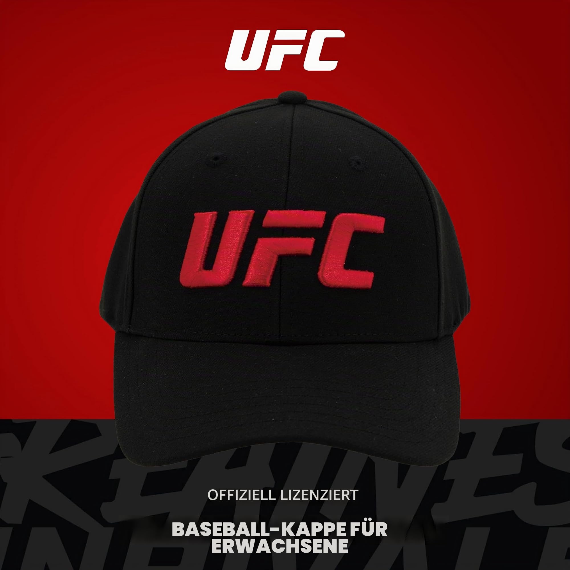 Concept One Unisex UFC Baseballmütze, 6 Paneele, Flex-Fit, aktive Sportkappe mit gebogener Krempe, Baseballkappe