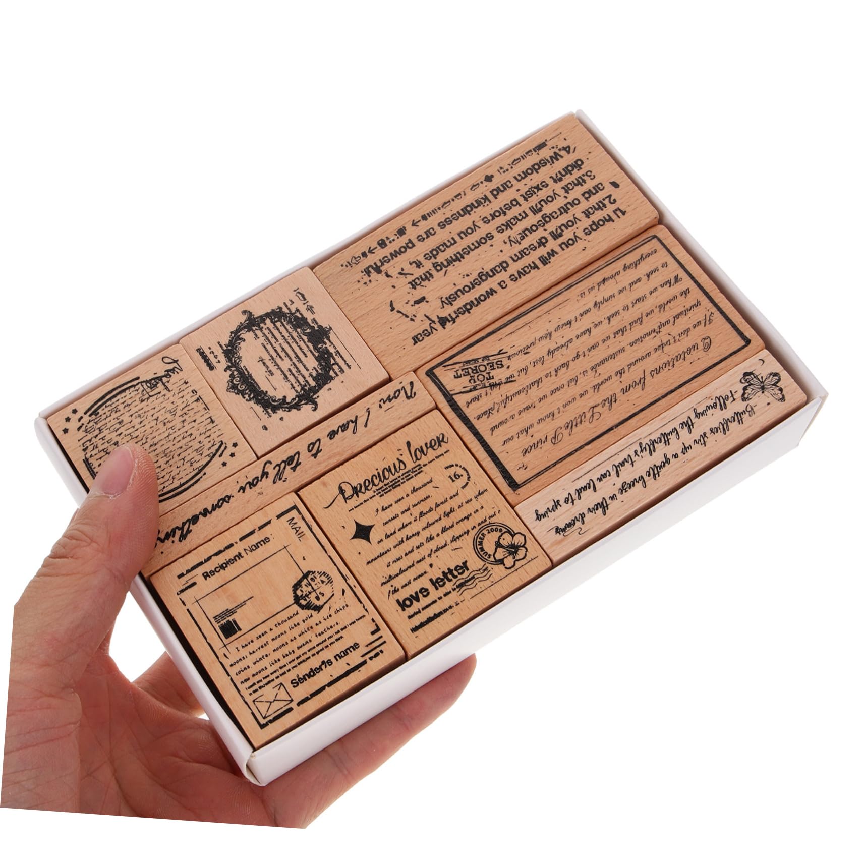 OSALADI 5 Sätze Stempelset Aus Holz Sammelalbum Liefert Junk-journal Journaling-zubehör Stempeln Scrapbook-tool Drucken Retro-holzstempel Stempel Für Handwerk Kreativer Stempel 8 Stück * 5