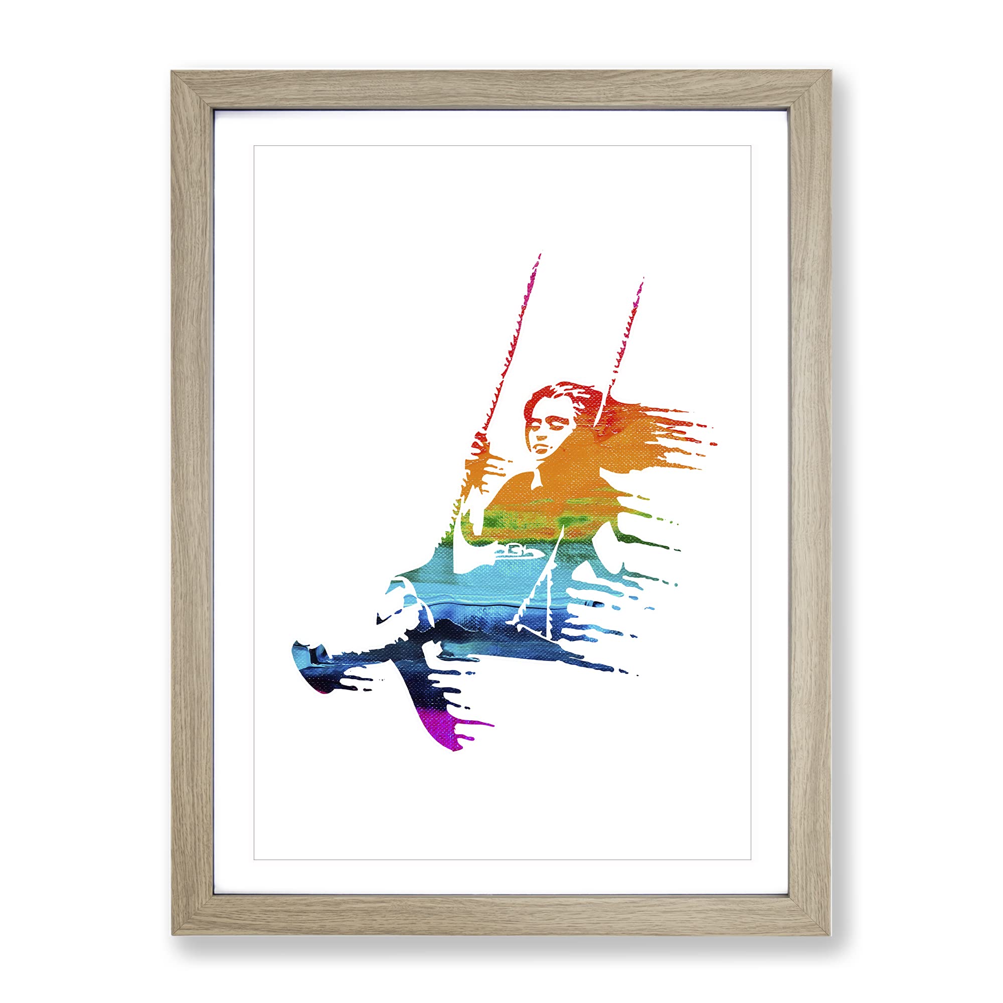 Banksy Girl On Swing Modern Framed Wall Art Print, Ready to Hang Picture for Living Room Bedroom Home Office Décor, Oak A3 (34 x 46 cm)
