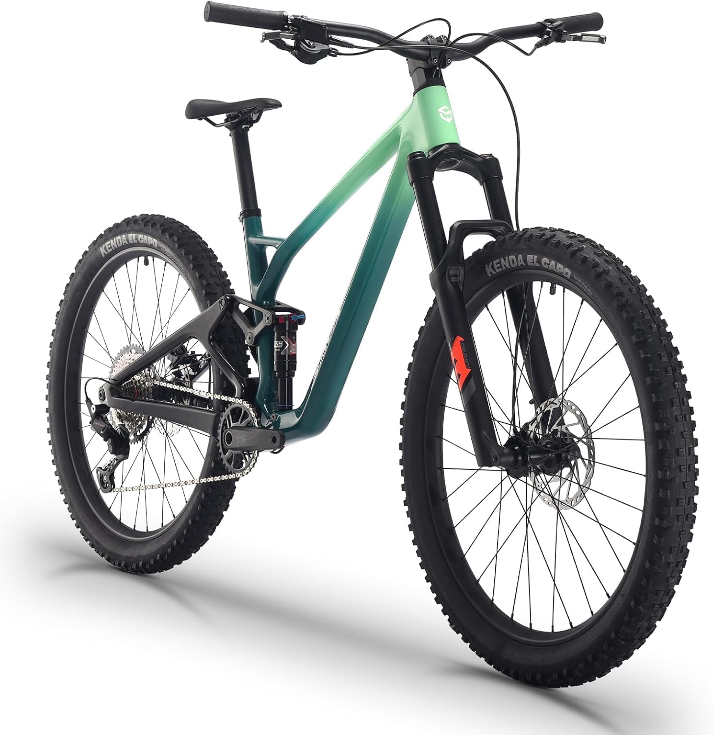 SAVADECK Carbon Fiber Soft Tail Mountain Bike All Terrain Suspension Off-Road Fox Front Fork and Adult Racing, Firepower Orange-M6100-12 Speed
