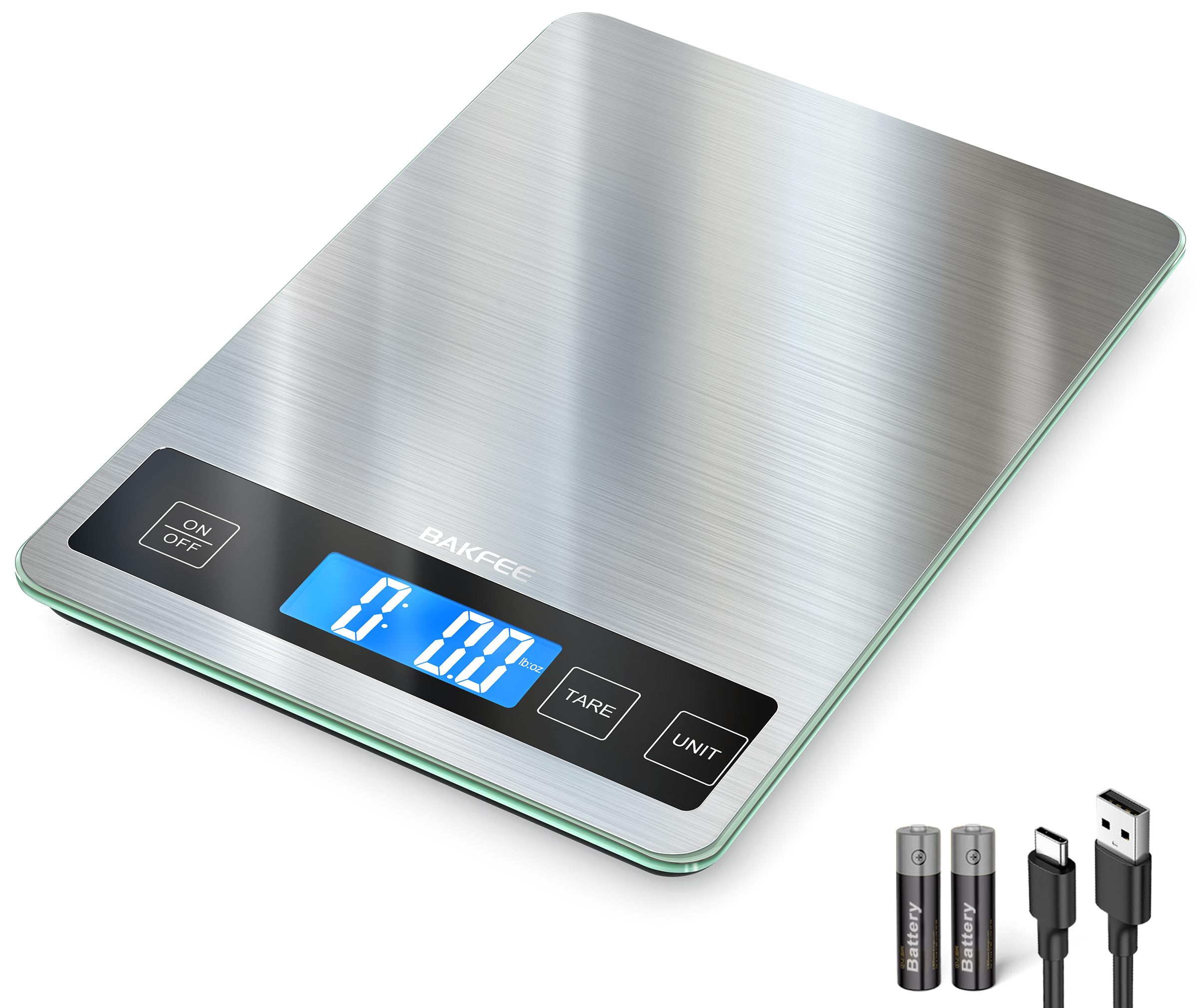 Food Scale 33lb Digital Kitchen Scale with Stainless Steel Tempered Glass USB Rechargeable 1g 0 05oz Precise Graduation