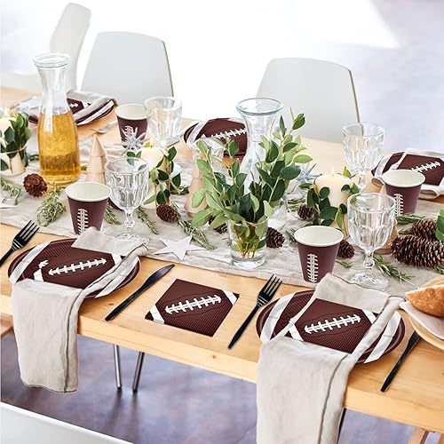 Miniatura 9 de Suministros de fiesta de fútbol, 120 piezas de vajilla para fiesta de cumpleaños de fútbol, incluye platos de papel de fútbol, servilletas, tazas y