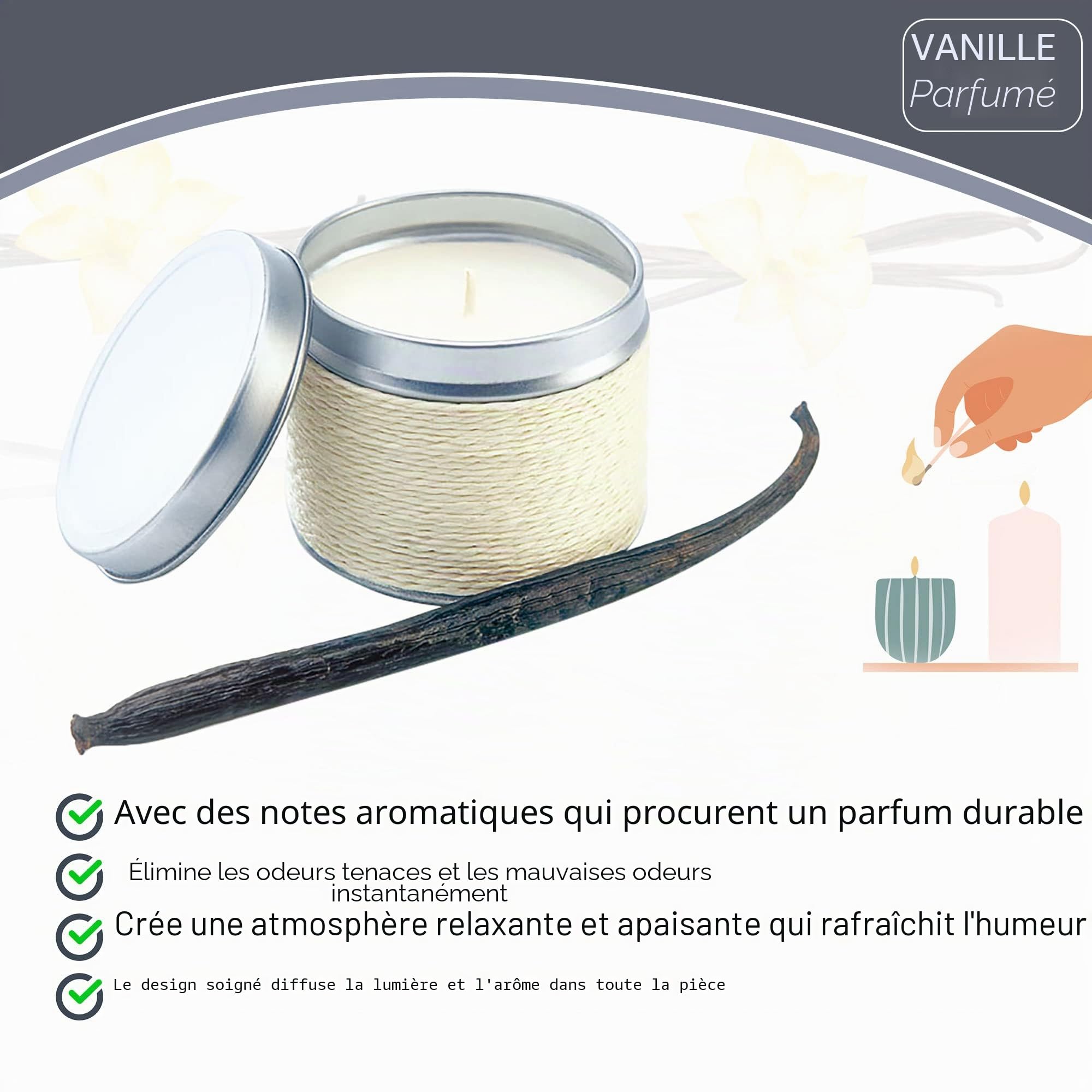 Lot de 20 bougies parfumées vanille - Cadeaux originaux pour invités de mariage, cadeaux de communion et souvenirs pour anniversaire d'enfant