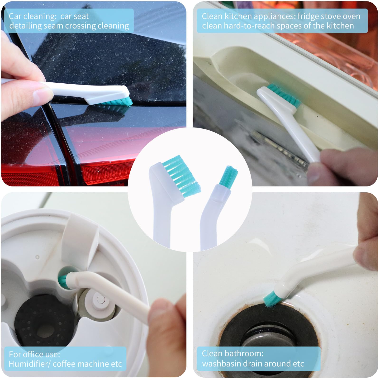 Juego de cepillos de limpieza pequeños para el hogar, barra de limpieza de detalles de ventilación de coche, herramienta de limpieza de huecos de botella de ranura, limpiador de grietas para puerta y