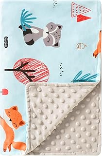 POSENPRO Baby Blanket for Boys Girls, Soft Plush Minky Baby Blanket with Dotted Backing, Lovely Woodland Animal Double Layer Toddler Receiving Blanket Throw for Stroller & Crib, 30 x 40 Inches