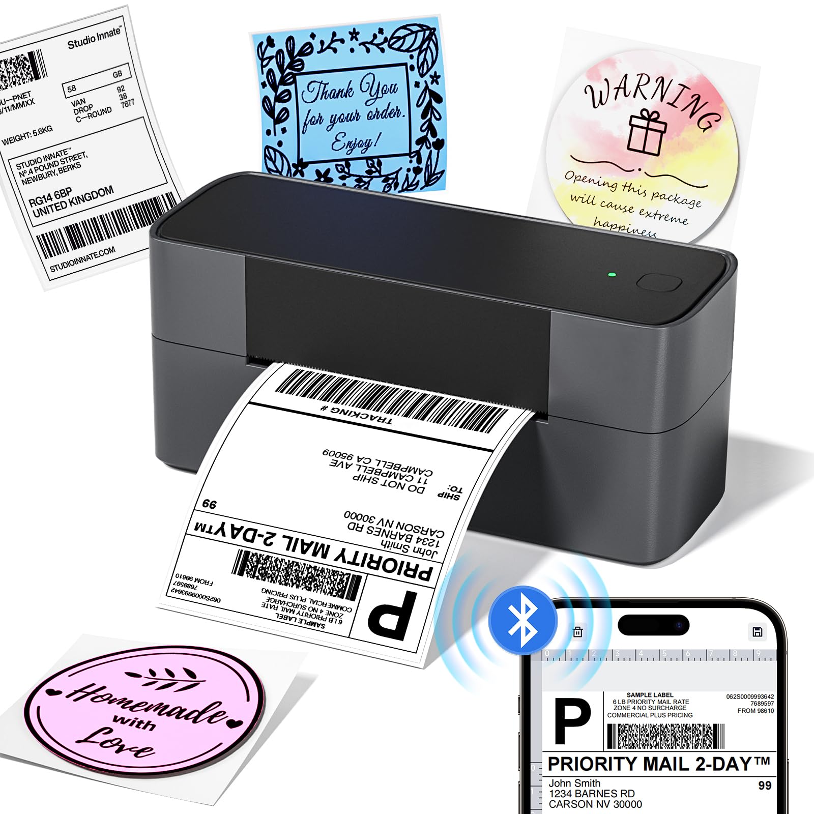 Popyページ Omezizy Bluetooth Thermal Label Printer 4x6, 245BT Thermal