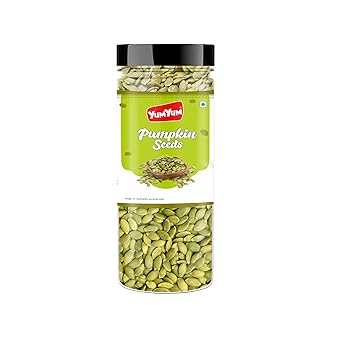 Yum Yum Pumpkin Seeds, 200g, Rich in Protein, Dietary Fibre, Magnesium & Phosphorus, Raw & Unroasted Pumpkin Seeds, Source of Iron & Zinc, Handpicked Seeds, Resealable Pack - image, photos