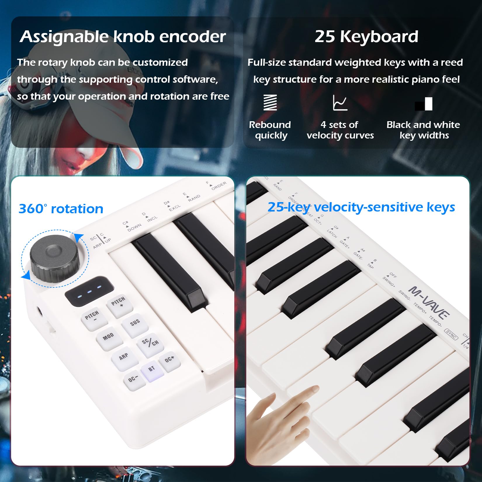 M-VAVE 25 key mini keyboard, MIDI keyboard, professional Beat