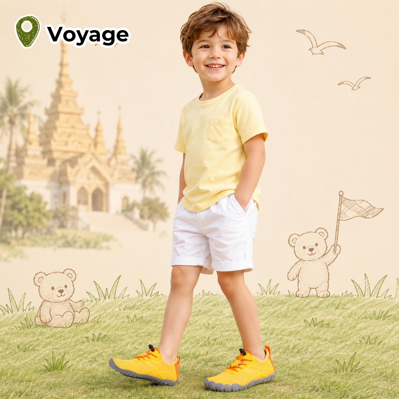 SAGUARO Chaussures d'eau Barefoot Enfant, Chaussures Aquatiques à Séchage Rapide avec Embout Large pour Été Vacances et Activités Aquatiques, GR.25-36