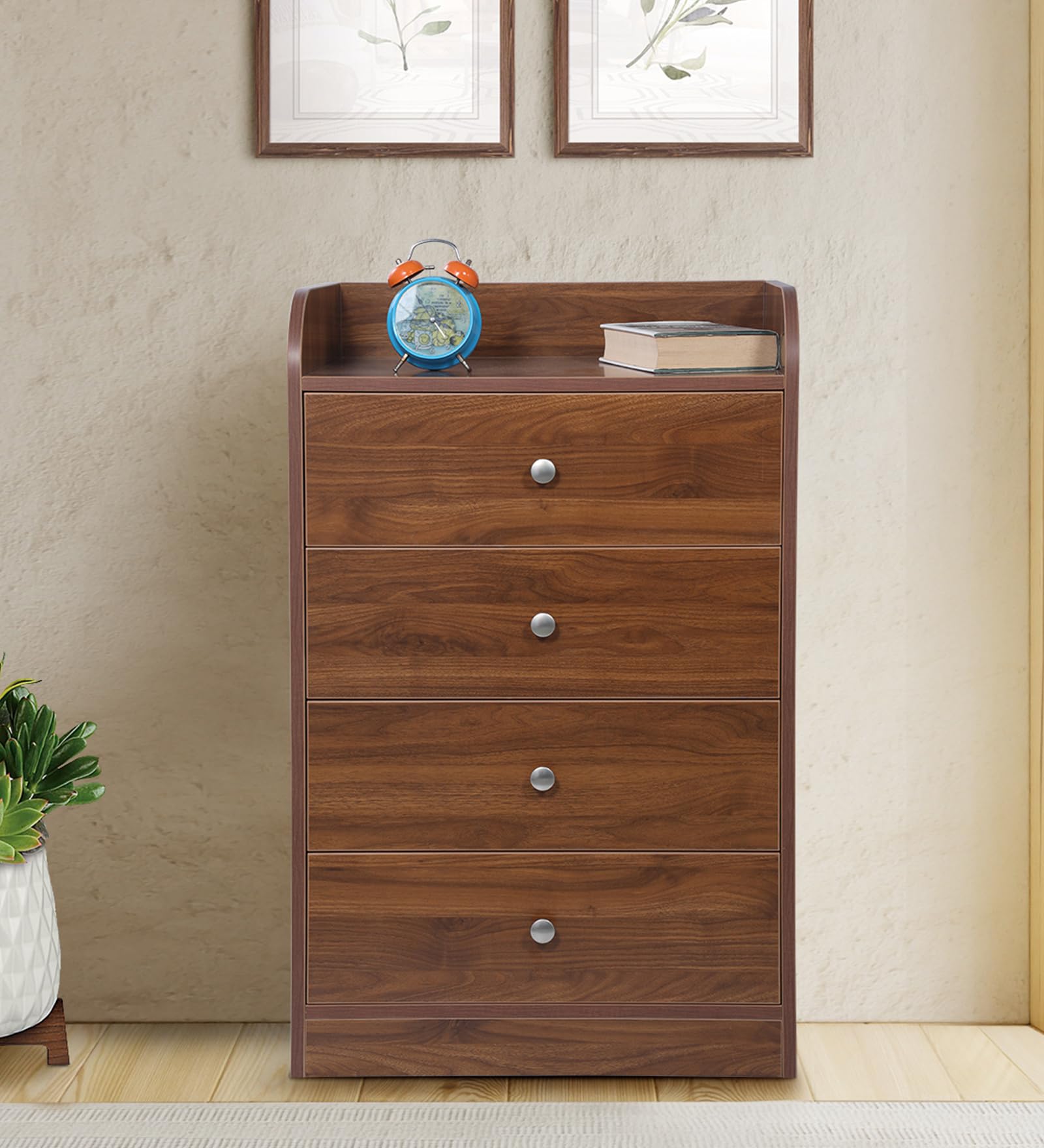 Engineered Wood Chest of Drawer in Walnut Finish (Columbian Walnut)-image-49