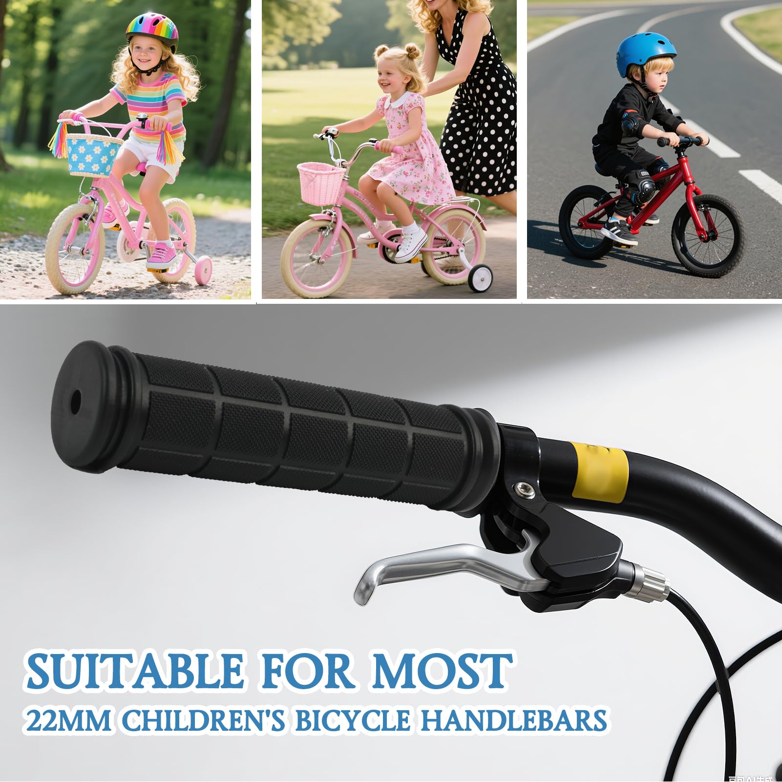 Lunpoem 2 Paare Fahrradgriffe Kinder, 22mm rutschfeste Lenkergriffe Kinderfahrrad, 22mm Gummi Prallschutz Fahrrad Lenkergriffe für Laufrad, Roller, Dreirad, Fahrrad Griffe Kind mit Aufprallschutz Sport & Freizeit