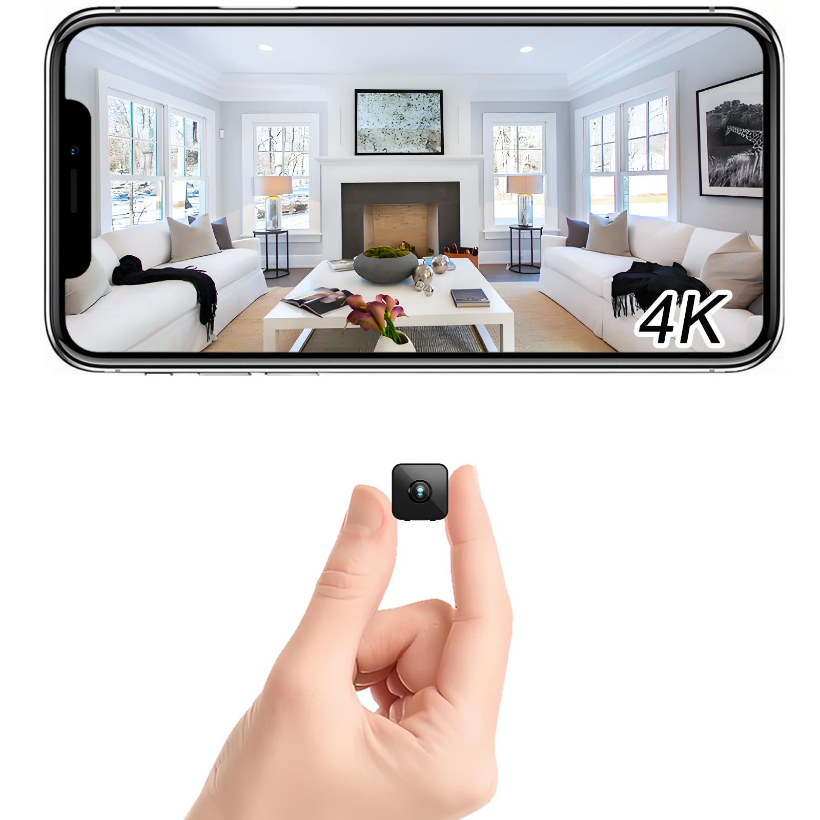 4K Mini Camera, WiFi Wireless Camera Small Portable HD Nanny Cam with Motion Detection, Cloud & SD Storage, Night Vision Micro Security Cameras for Home Office Car Pet Baby Bathroom Indoor & Outdoor