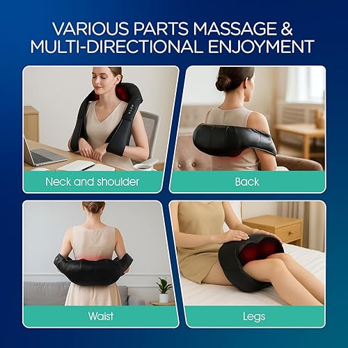 Miniatura 5 de Shiatsu - Masajeador de espalda, cuello y hombros con calor relajante, amasamiento eléctrico de tejido profundo para cuello, espalda, hombros,