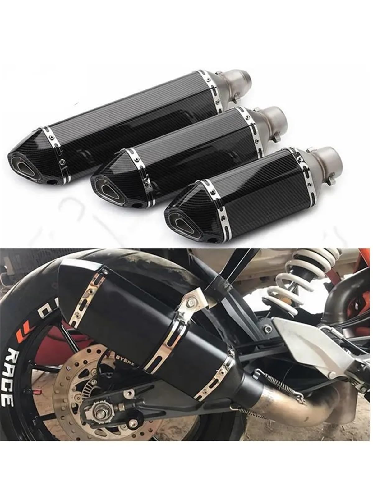 końcówka wydechu 51mm Uniwersalne Akcesoria Motocyklowe Rura Wydechowa Zmodyfikowana Tłumik Echappement Dla XJ6 układ wydechowy samochodowy(Type D with sticker)