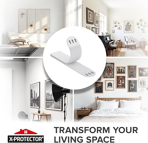 Miniatura 2 de X-Protector Tiras para colgar cuadros, 20 pares de ganchos de fotos sin daños, ganchos autoadhesivos sin clavos, tiras resistentes para colgar en la