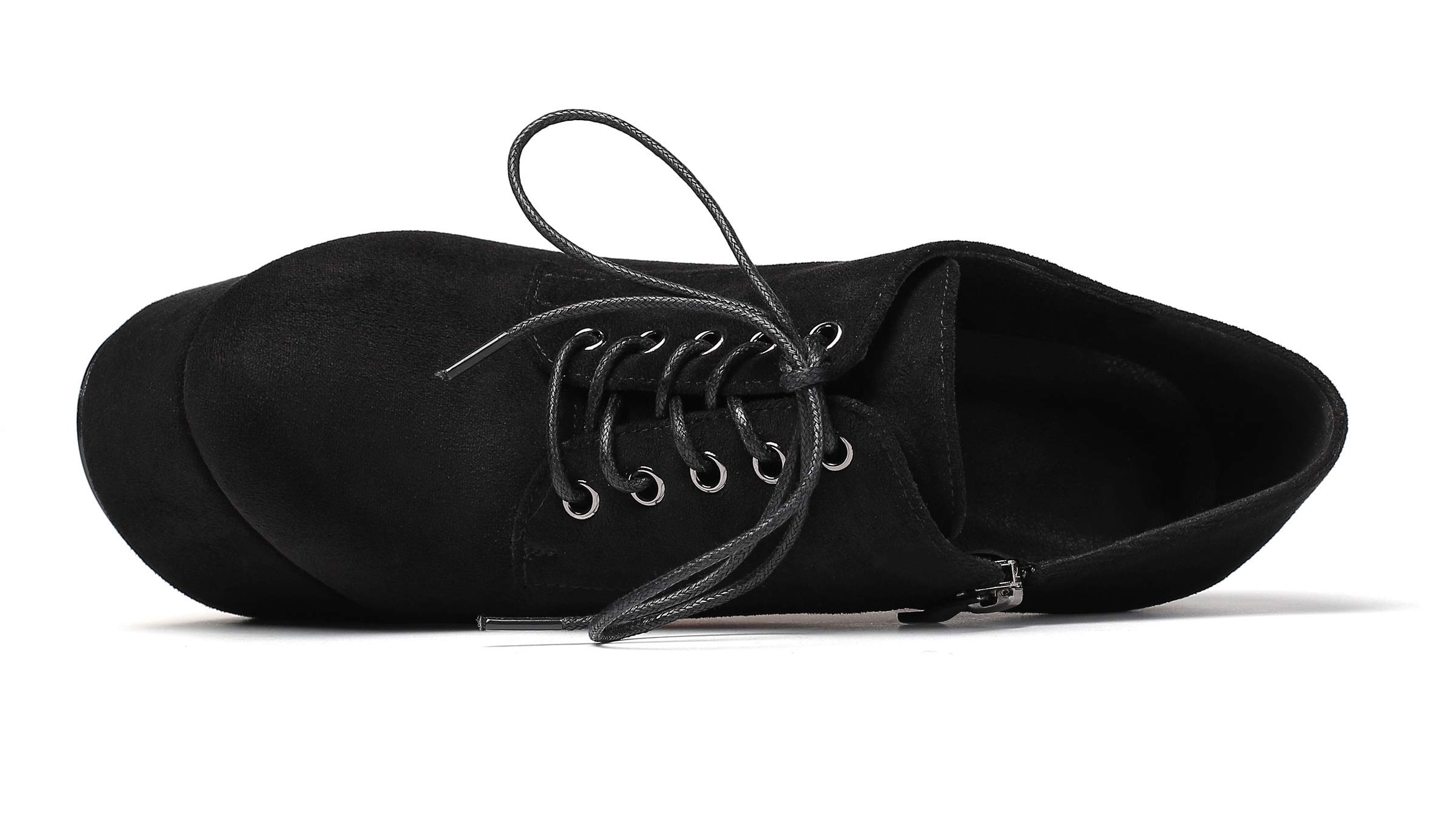 SAMMITOP Women's Round Toe Lace Up Ankle Boots Platform High Heel Pumps Party Dress Shoes