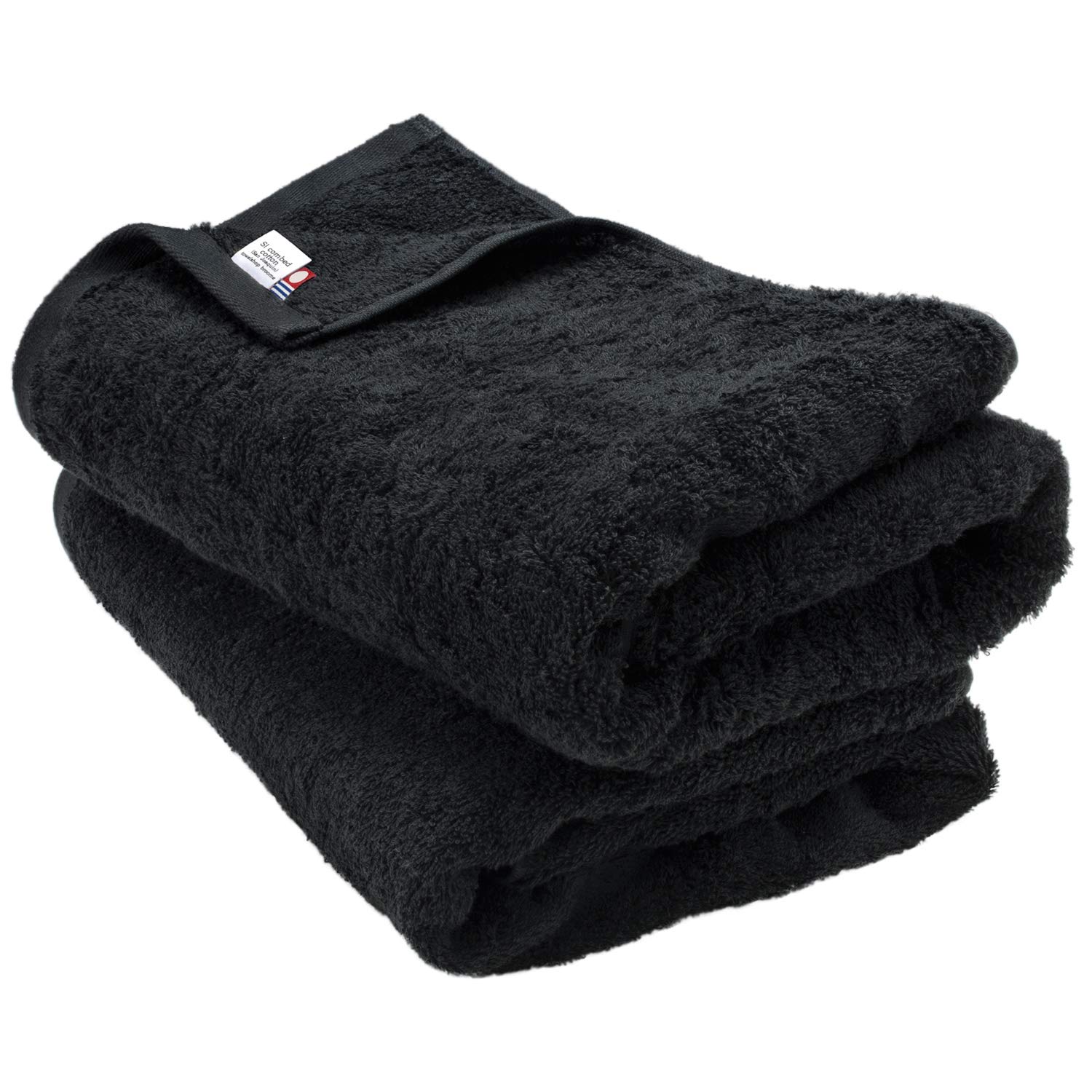 Imabari Towel Certified Bath Towel Set of 2 Black Sanhokin Cotton Japan