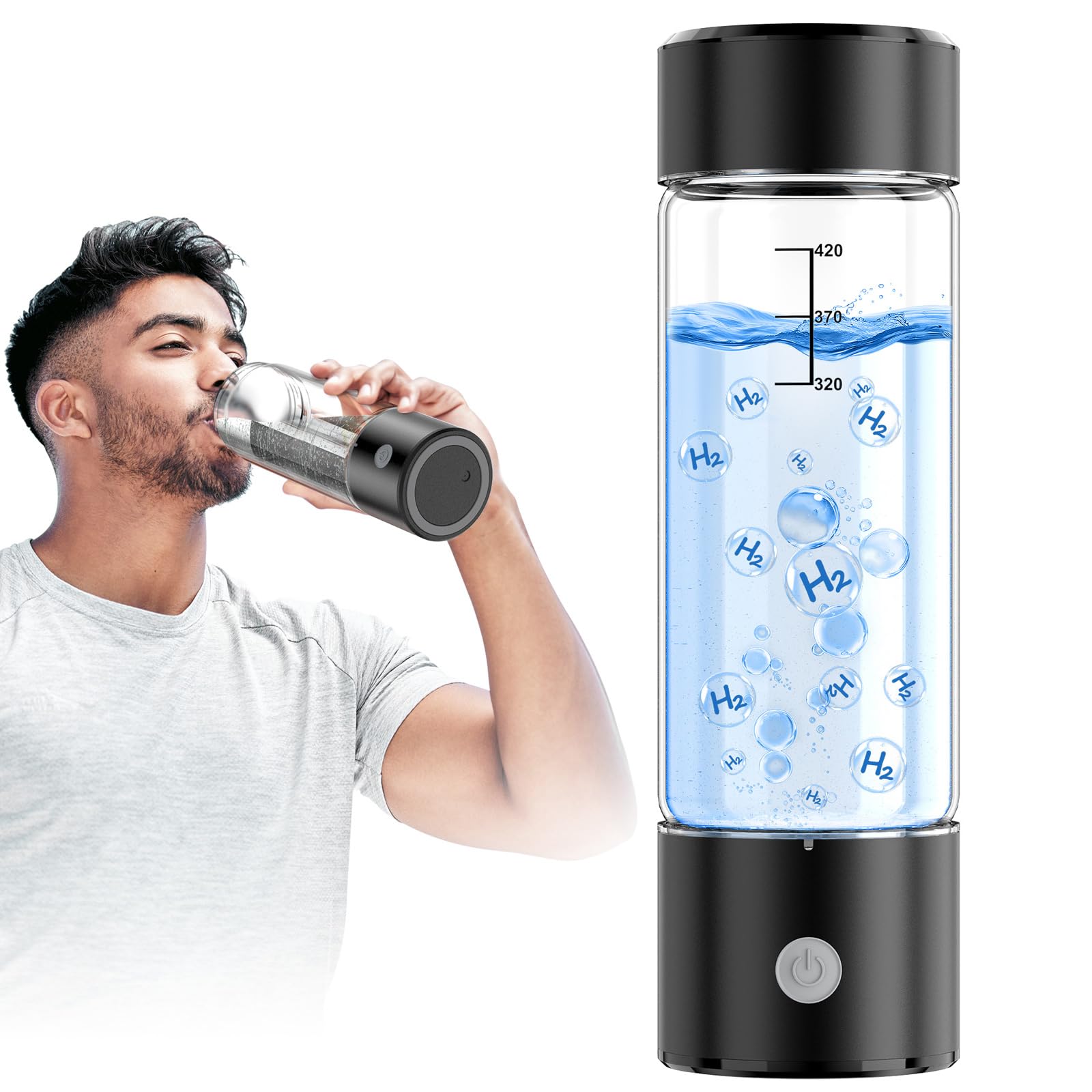 Photo 1 of Upgrade Hydrogen Water Bottle, 3Min 2200PPB Rapid Hydrogen Water Generator -SPE PEM Tech, 14OZ Portable Hydro Water Machine, Health Care Gifts for Husband, Wife, Family, Friends, Travel