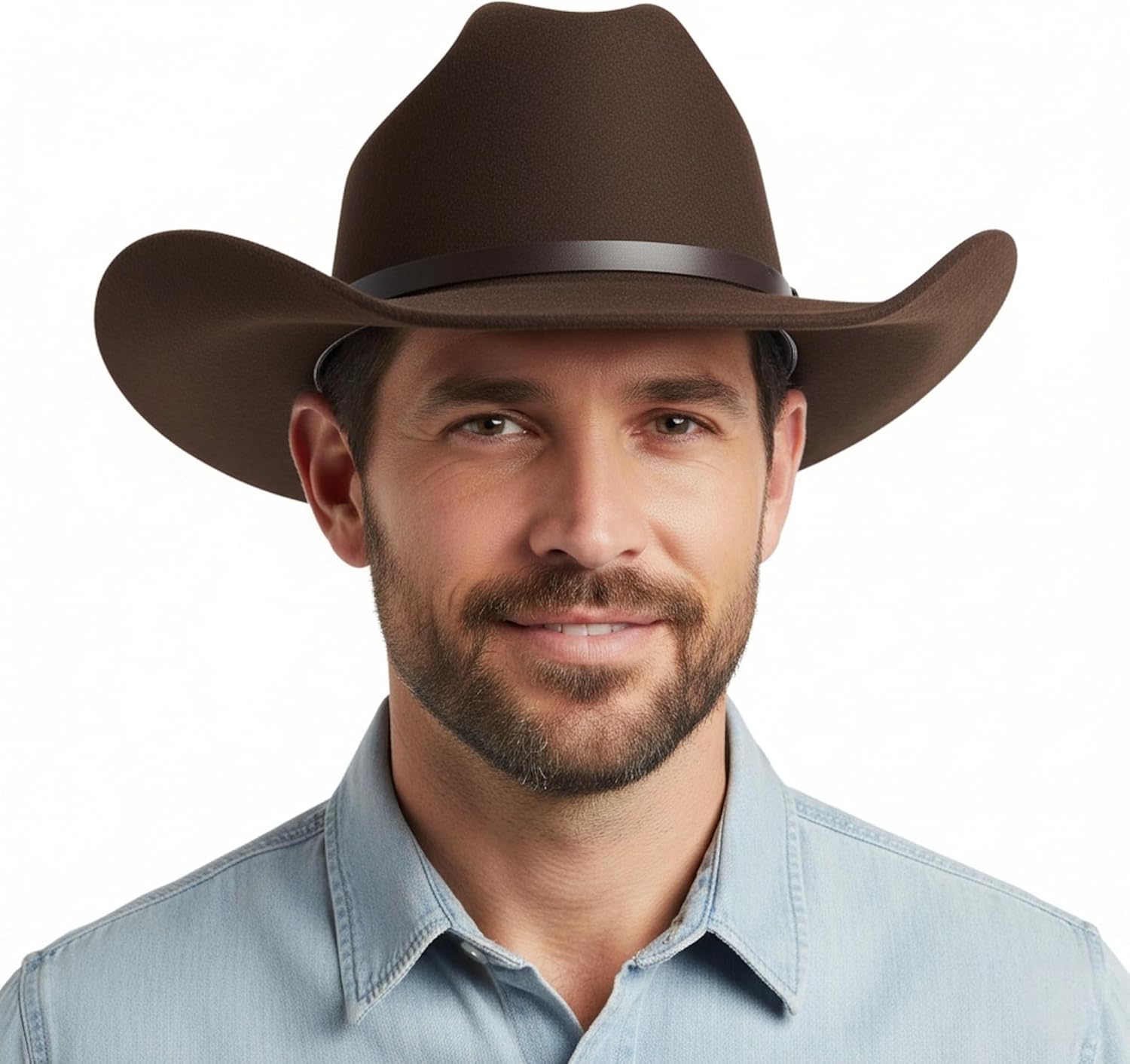 Western Cowboy Hat Men Women 3 Interchangeable Bands Wide Brim Felt Cattleman Cowboy Cowgirl Fedora Sheriff Costume