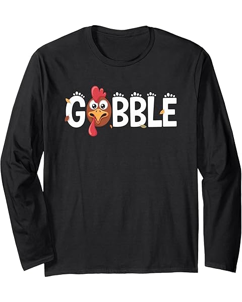 Funny Gobble Turkey Face Thanksgiving Friendsgiving Graphic Long Sleeve T-Shirt