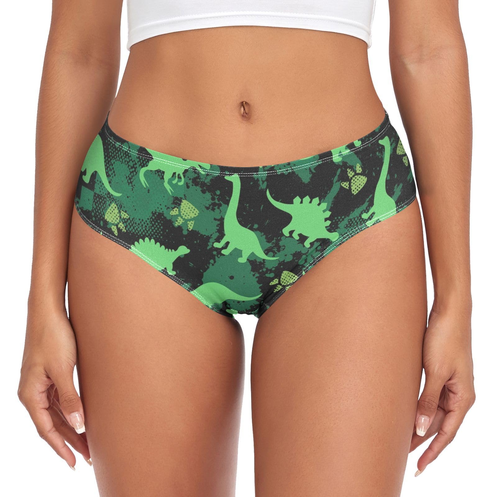 YOUJUNER Womens Underwear Green Dinosaur Comfy Knickers Ladies Basic Briefs Hipster Pants for Girls
