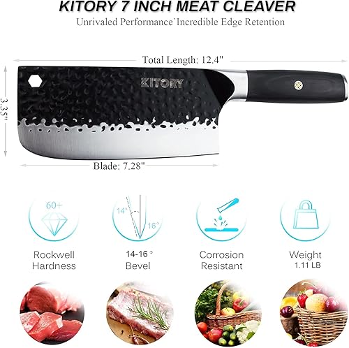 Miniatura 2 de Cuchilla forjada de 7 pulgadas cuchillo de cocina chino resistente para todo tipo de carne y verduras y huesos blandos