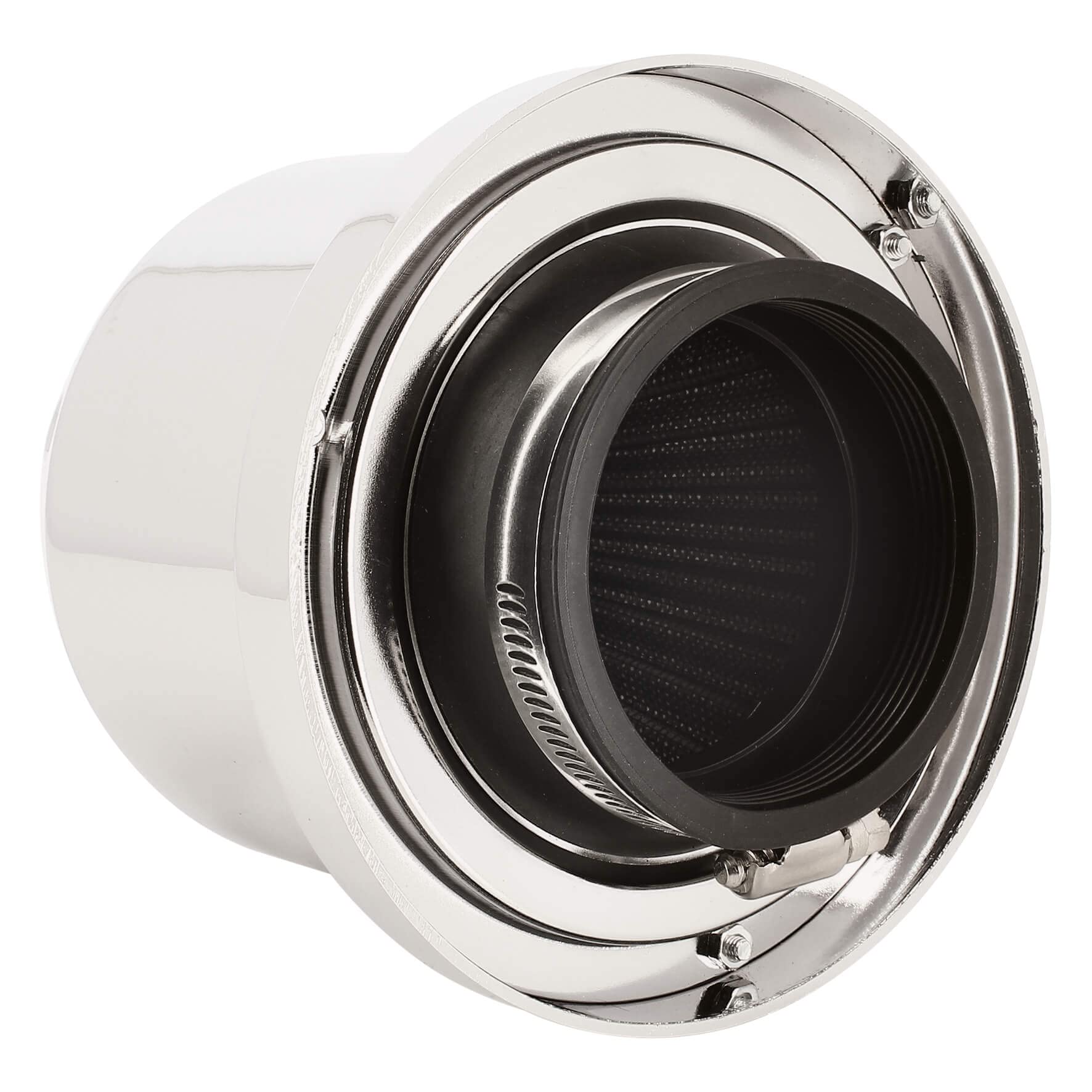 S SUMEX Filtro de Aire Universal para Coche Incluye 4 Adaptadores 60mm 65mm 70mm 77mm Filtro Aire de Entrada Alto Flujo Limpiador de Aire Color Cromado
