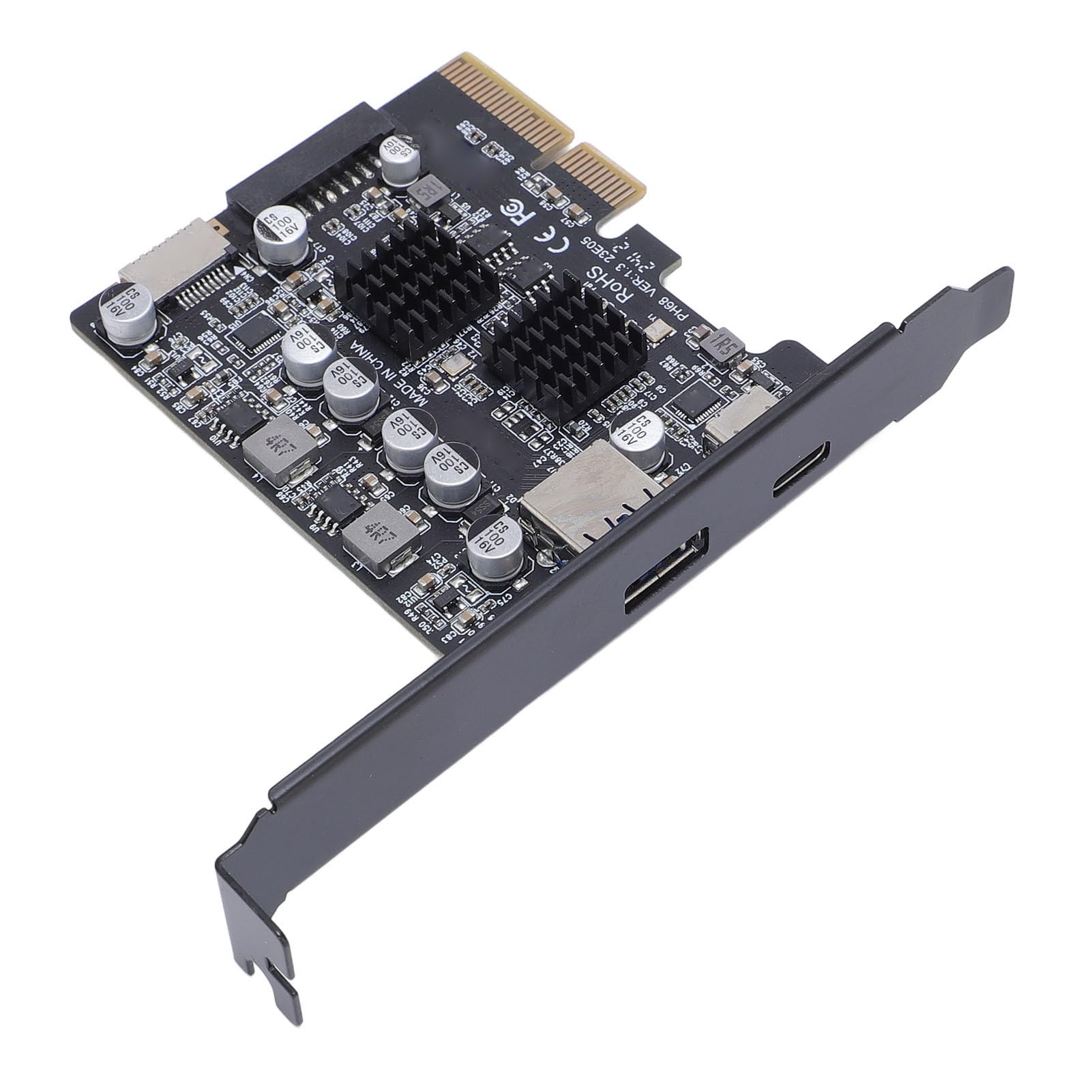 ASHATA PCIe to USB3.2 Expansion Card, 10Gbps USB PCI Express Expansion Card with PCIe3.0 to USB3.2 Rear USB A Port, Front Type C Port Type E 19Pin 20Pin