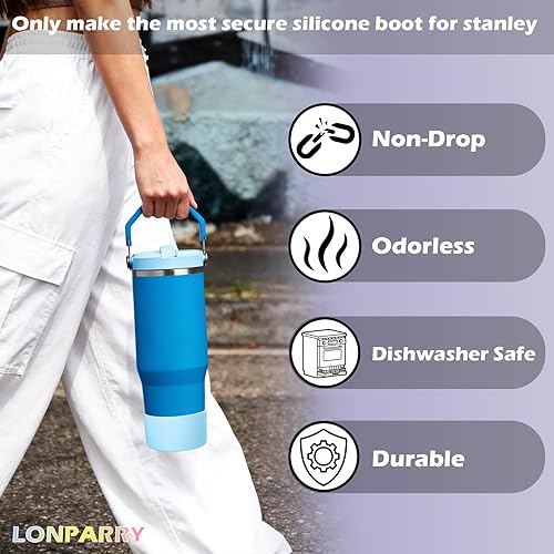 Miniatura 2 de Stanley - Paquete de 2 botas de silicona para vaso Stanley 40 de 30 oz Quencher Adventure, IceFlow 30 de 20 onzas, protector de copa Stanley