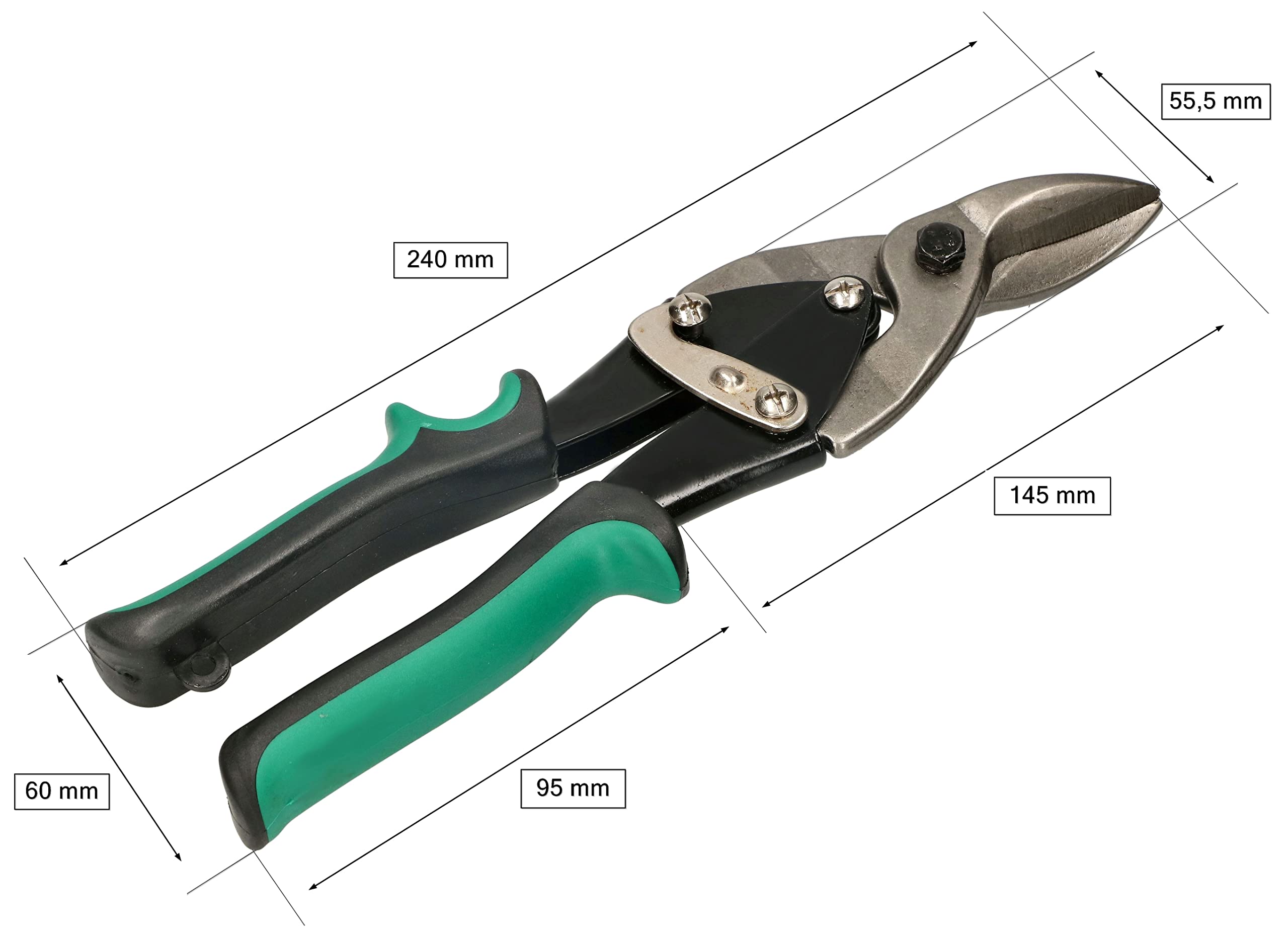 Forbici Per Banda In Acciaio Per Imballaggi - Taglio Sinistro, 225 Mm, Lama Indurita 54 HRC, Per Nastri D'Acciaio Fino A 0,6 Mm, Con Molla E Impugnatura Antiscivolo