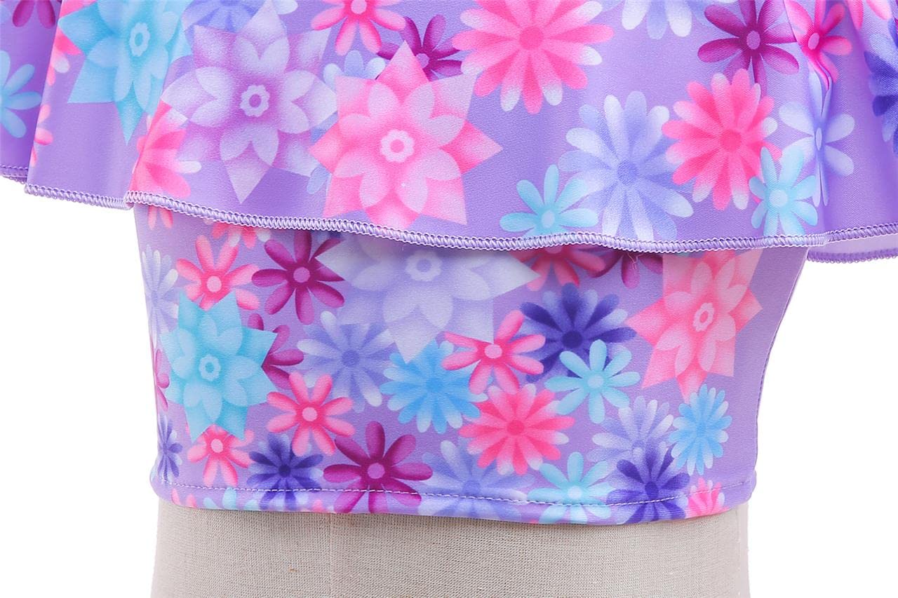 Lito Angels Tankini Fille 2 pièces avec Jupette, 2-6 Ans | Haut à volants, Bretelles réglables, Jupette avec short intégré, Nœud à la taille, Motif floral