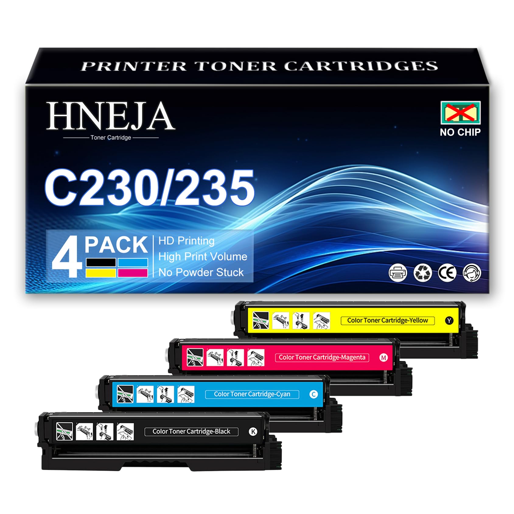 Cartuccia Toner C230 Cartucce Toner Per Stampante C235 006R04391 006R04392 006R04393 006R04394 Sostituzione Compatibile (senza Chip, Alta Resa) per Xerox C230 C235 Stampanti,4 Colors-1Pack