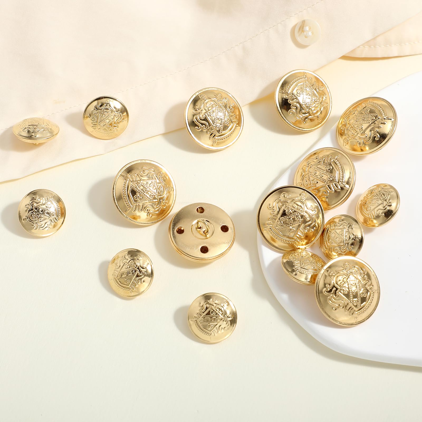Bottoni Dorati Per Blazer - Set 16 Pezzi In Metallo 18mm E 25mm Per Giacche E Abiti - Foto 3