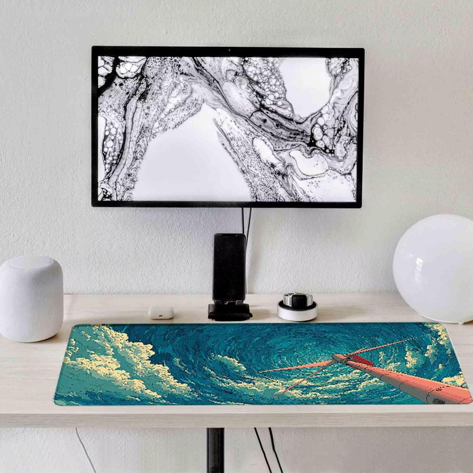 Niebieska podkładka pod mysz chmura XXL podkładka pod mysz 1200 x 600 mm podkładka pod mysz ze zszytymi krawędziami i gumową podstawą antypoślizgowa podkładka pod mysz XXL do gier, laptopa, akcesoria