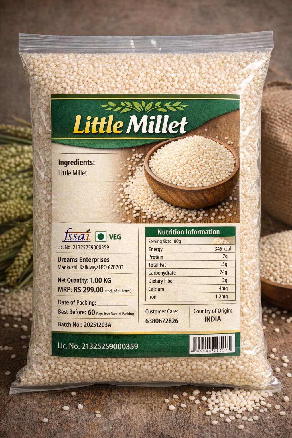 Dreams Kerala Little Millet Chama Rice | kerala chama | 1kg Cleaned & Natural – Healthy Rice Alternative |polished rice |-image-23