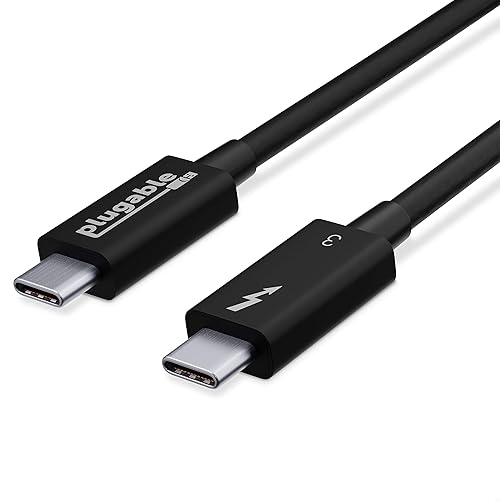 Plugable Cable Thunderbolt 3 de 40 Gbps soporta carga de 100 W (20 V, 5 A), 2.6 pies 31.5 in certificado por Thunderbolt, compatible con USB C -