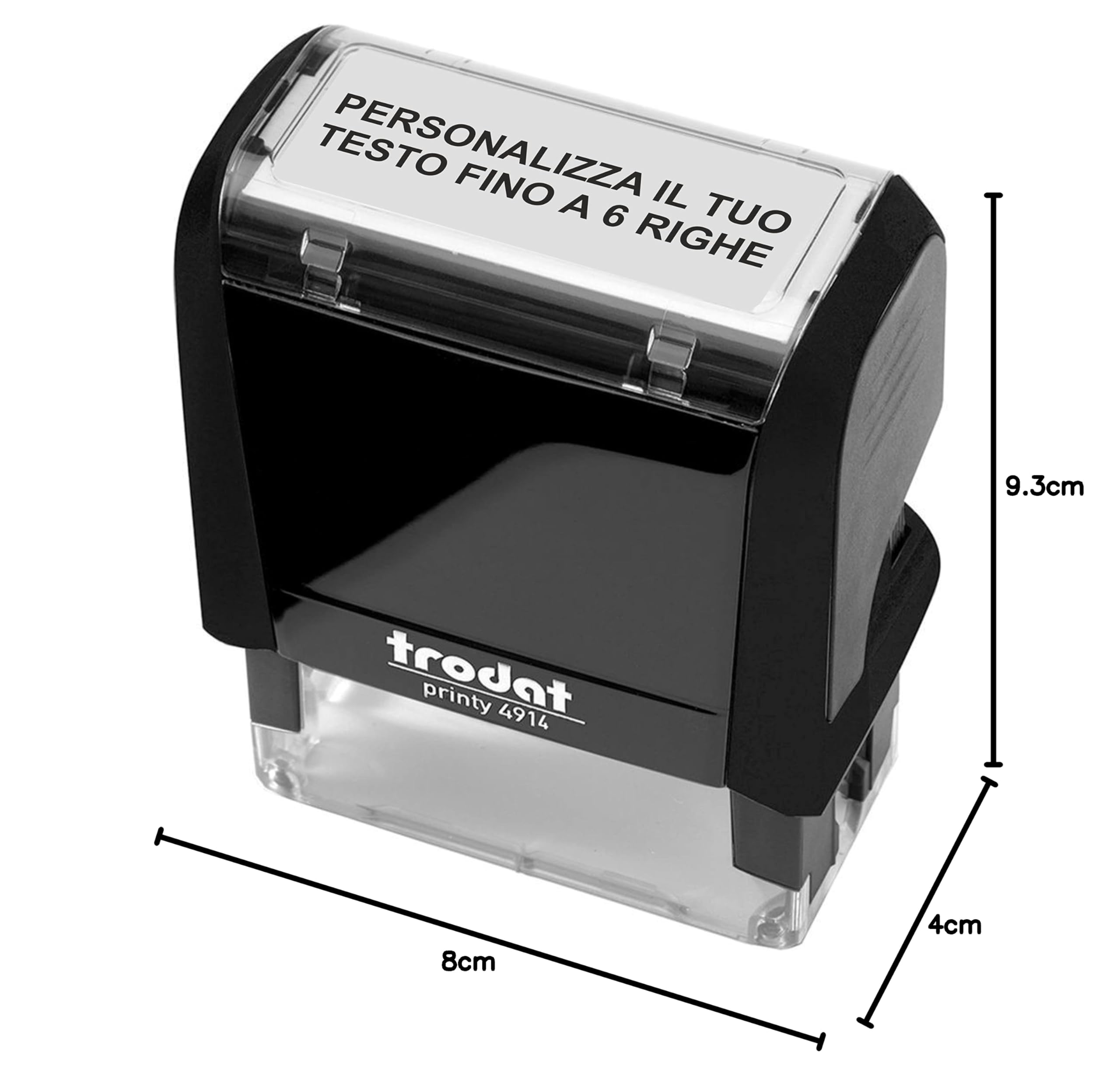 Trodat Printy 4914 Timbro Personalizzato Autoinchiostrante, max 6 Righe, Dimensione Impronta 64x26 mm, Colore Timbro Rosso, Cartuccia Inchiostro Blu, Ideale per Uffici, Aziende, Medici, Insegnanti