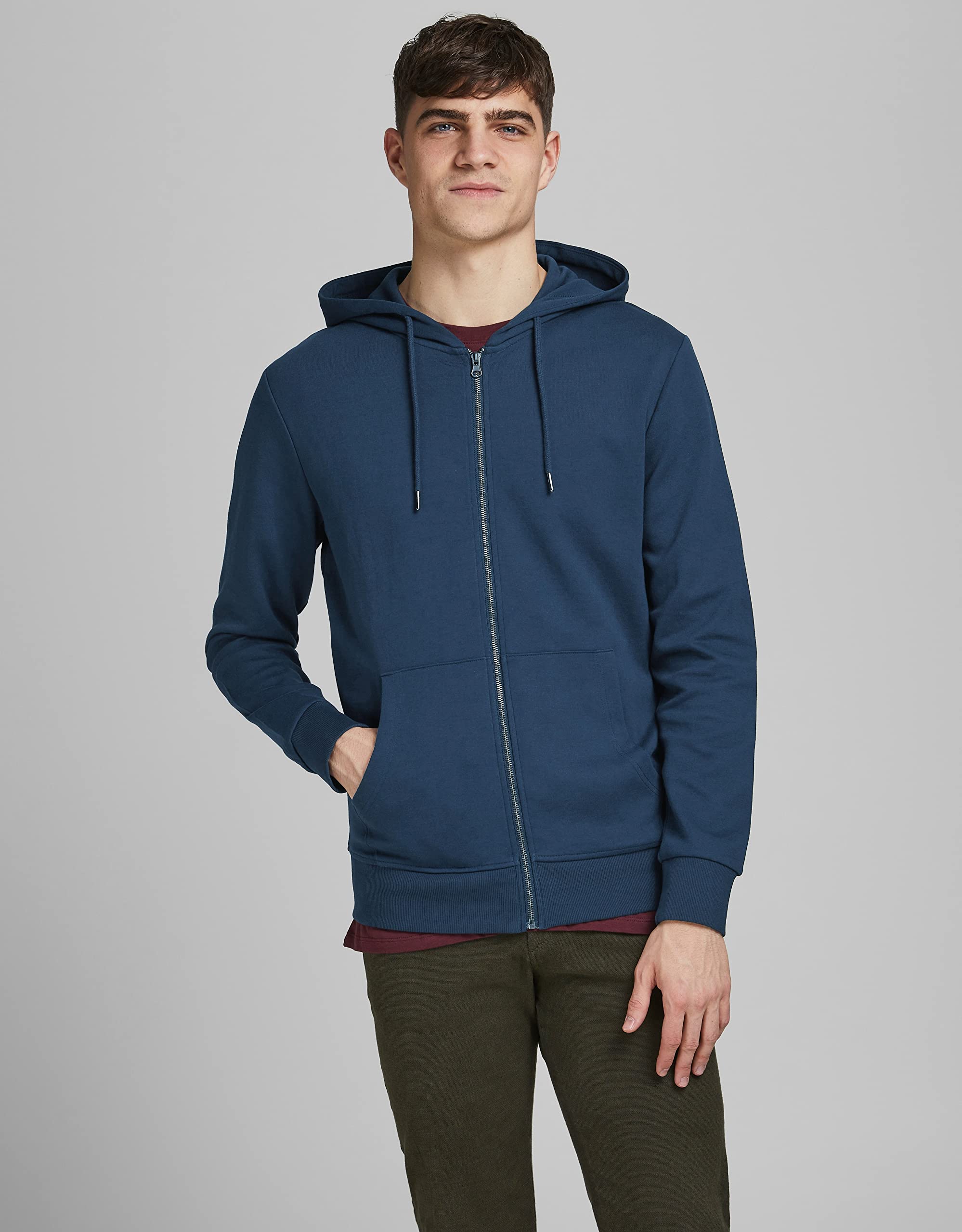 JACK & JONES Męska bluza z kapturem Basic zamek błyskawiczny, Insignia Blue/Reg Fit, L
