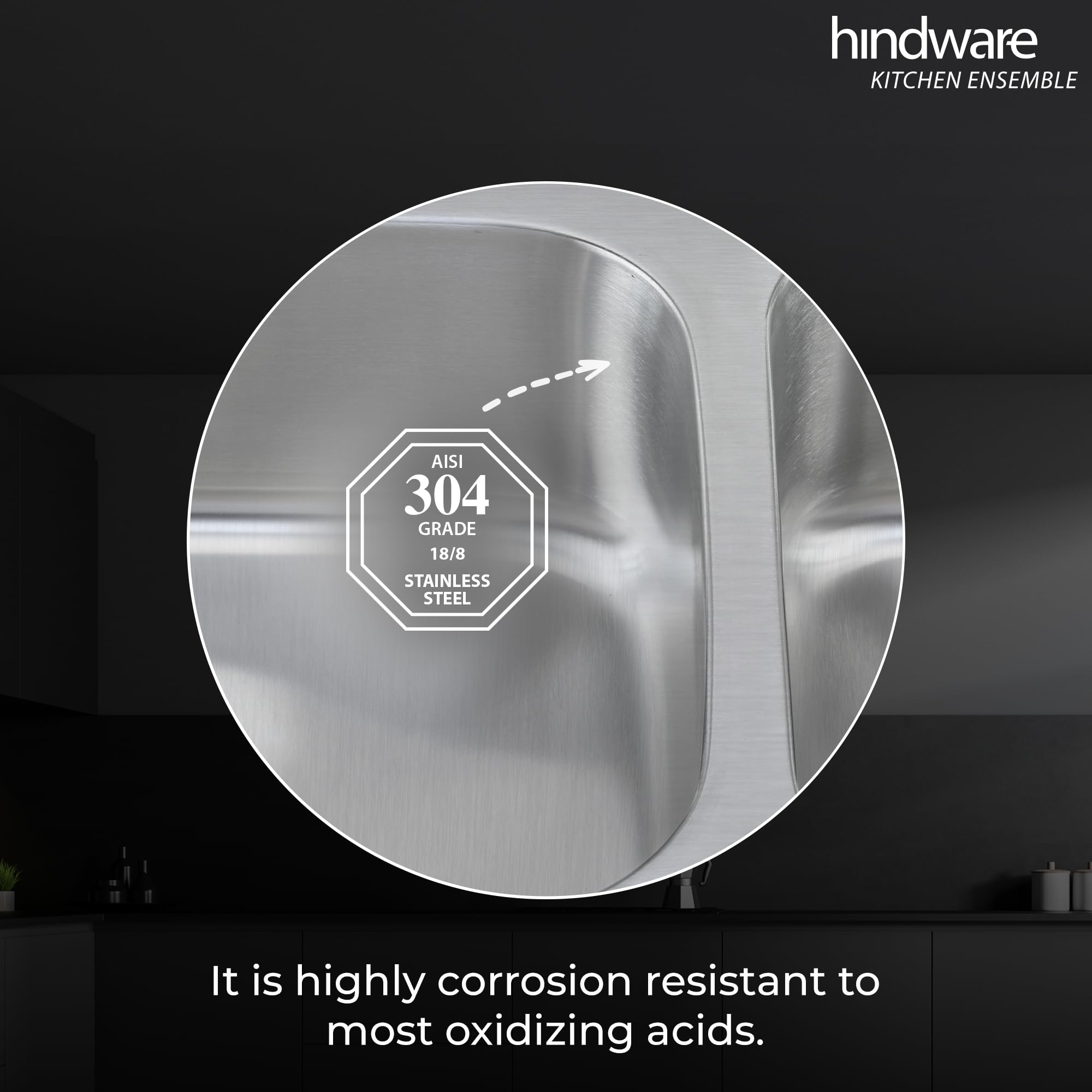 Hindware Kitchen Sink 37"x18"x8"| 304 Grade Stainless Steel | Pressed Double Bowl Sink with Waste Coupling | 25 Yrs Warranty on Product by Brand (Imperio UM, Matt)