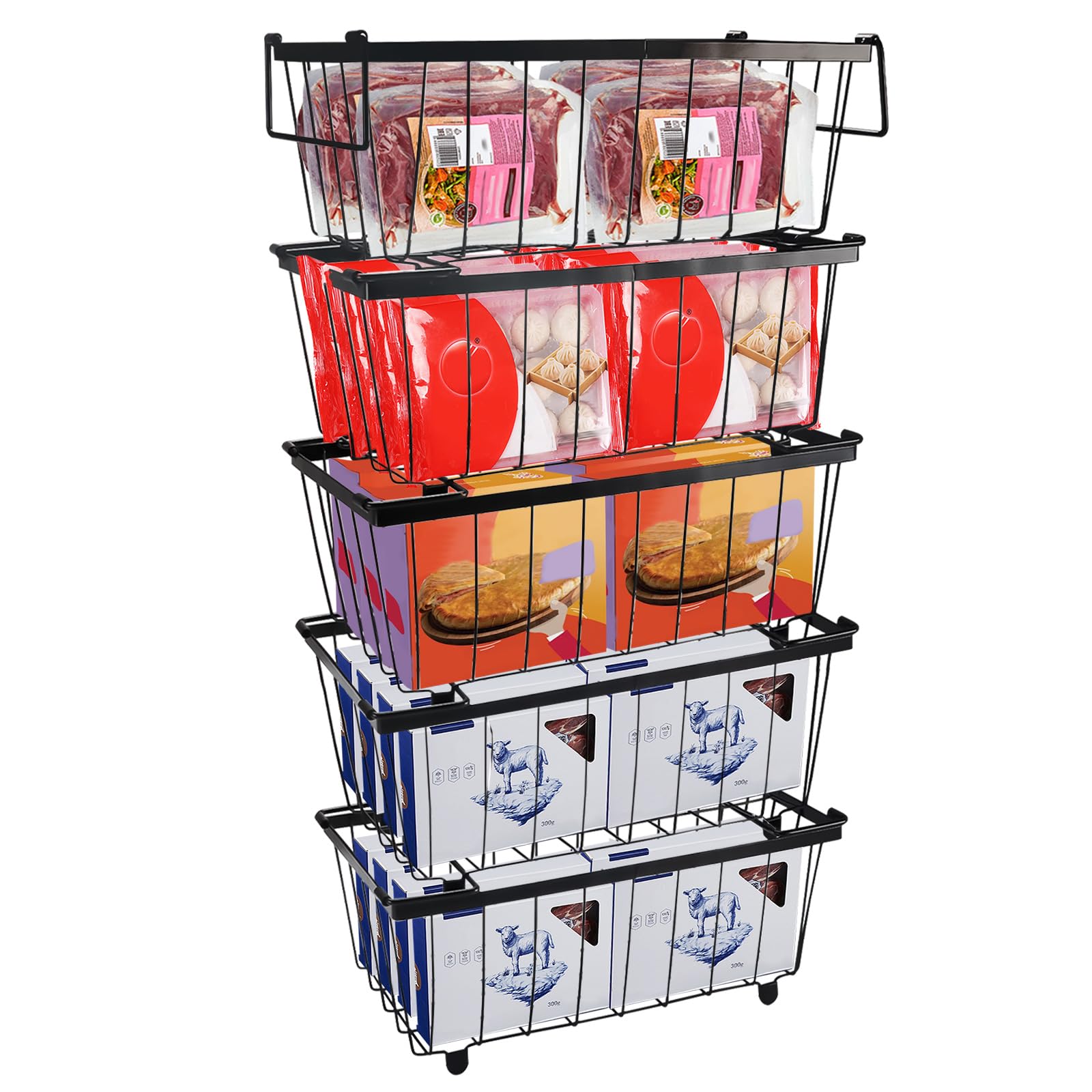 Cestini Portaoggetti In Metallo KOHAND - Set Da 4 Per Frigorifero E Dispensa | Organizzazione Cucina - Foto 3