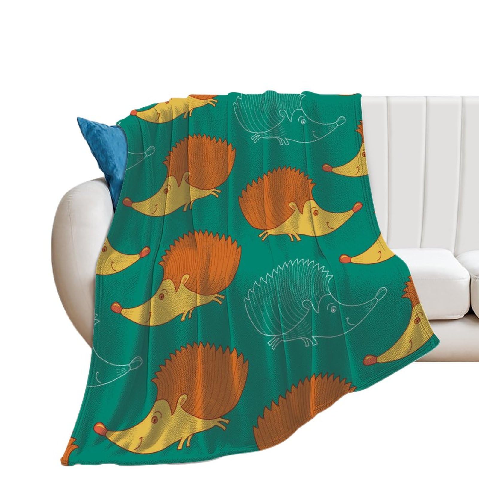 Couverture flanelle hérisson douce pour soirées cocooning sur canapé et lit