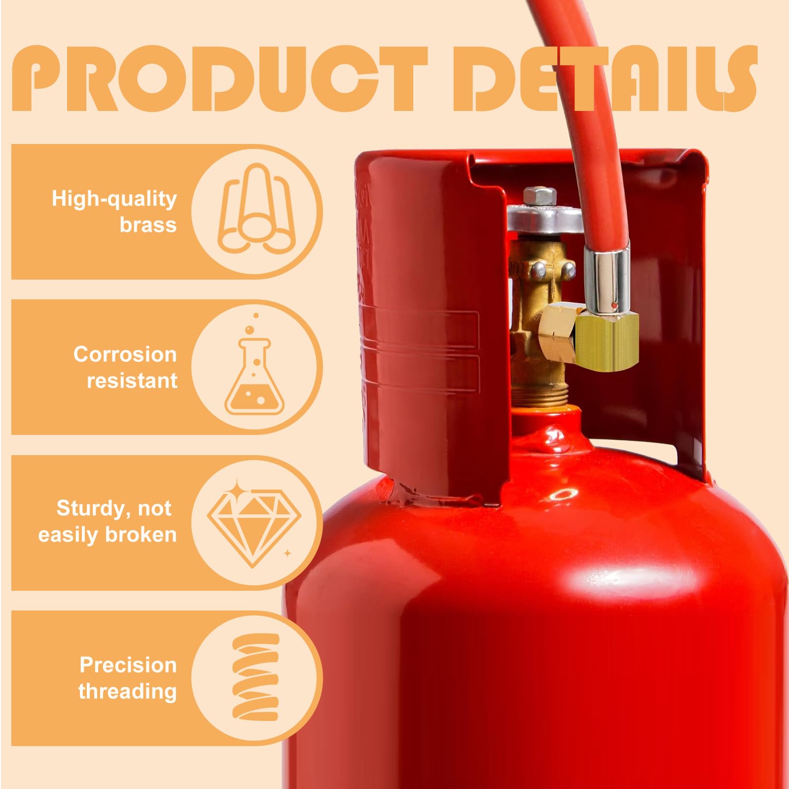 Adaptador para bombonas de gas, 4 unidades, adaptador de gas de 1/2" IG derecha x 1/4" AG izquierda + acoplamiento rápido de gas de 90°, ángulo de 1/4 pulgadas, manguera de gas izquierda, conector de