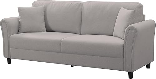 Miniatura 6 de Sofá moderno de 81.5 pulgadas con cojines traseros extraíbles, 2 almohadas y dos fundas de almohada, tapizado de tela de lino para apartamento, sala