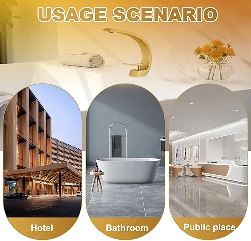 Miniatura 4 de Grifo de lavabo de baño de una sola manija, cuello largo, diseño elegante, grifo de lavabo de un solo orificio (oro cepillado)