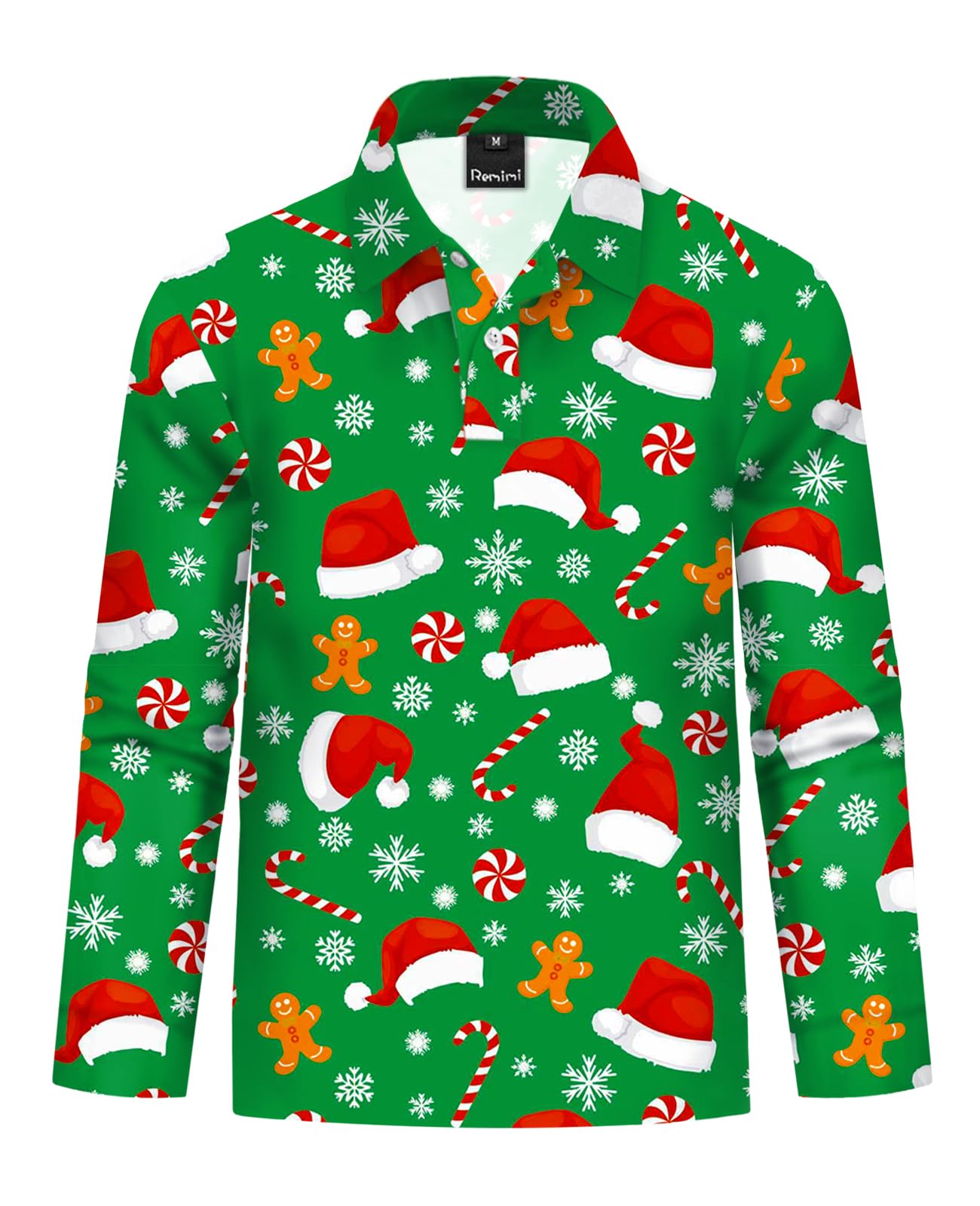 Remimi Kids Valentines Print Polo Shirt Mardi Gras Long Sleeve Collared Shirts 5-14 Years