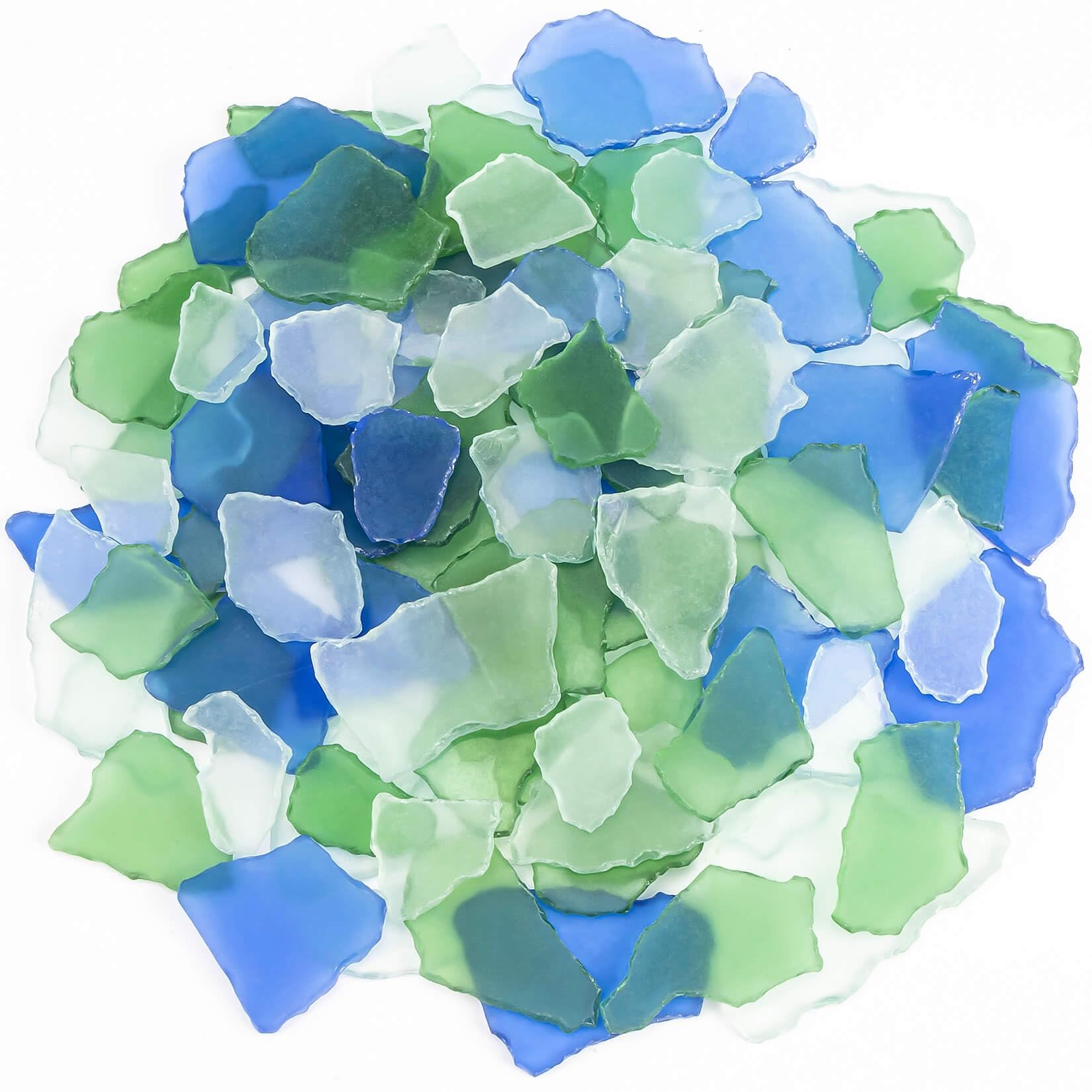Sukh Sea Glass for Crafts Bulk – 15 OZ Seaglass Blue Green Clear Mix, Beach Glass for Crafts, Sea Glass Decor Vase Filler, Sea Glass Art for DIY, Home Coastal Decoration & Christmas Tree Projects