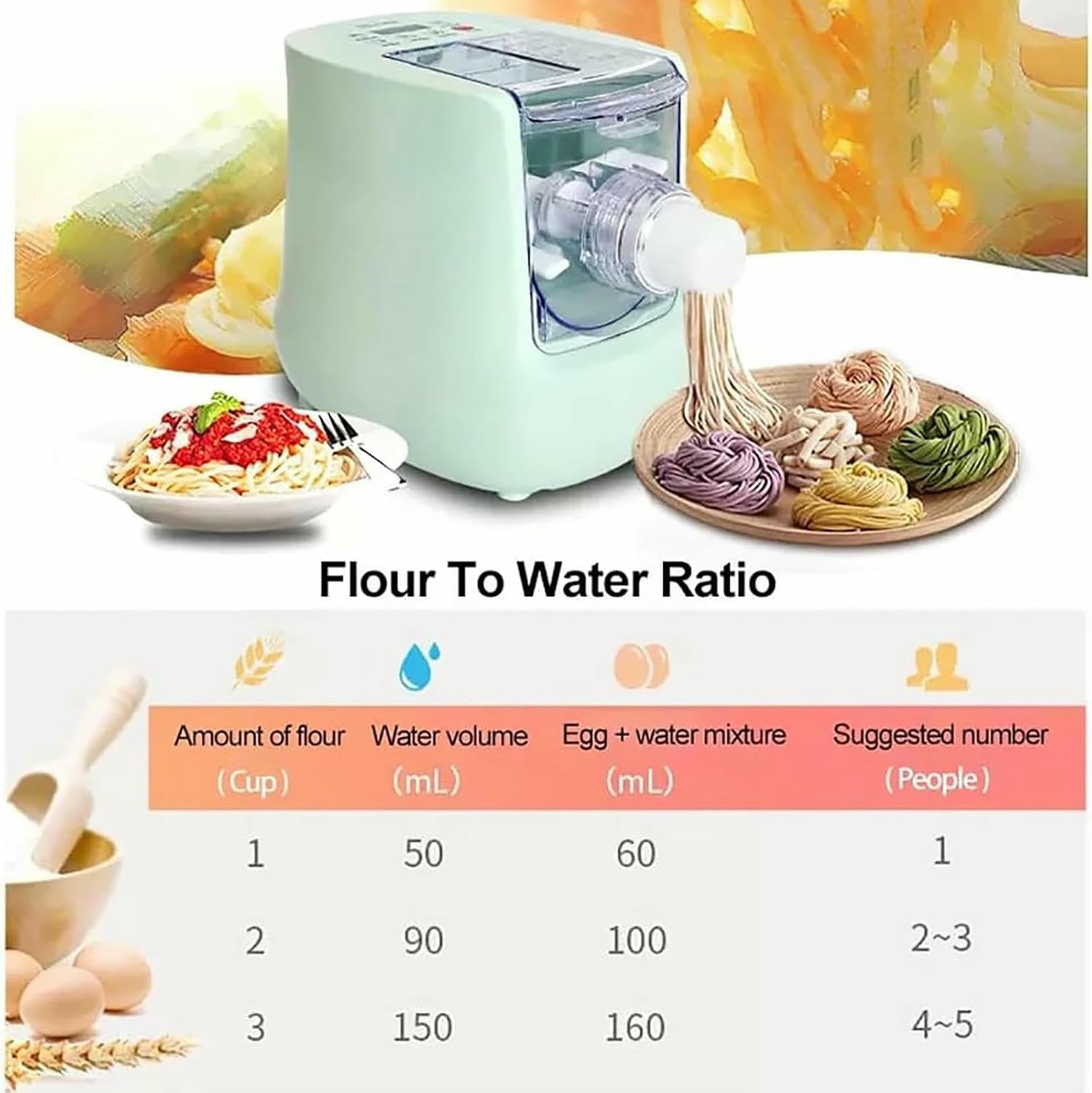 Máquina para hacer fideos, 260 W con herramientas for preparar alimentos, antiadherente