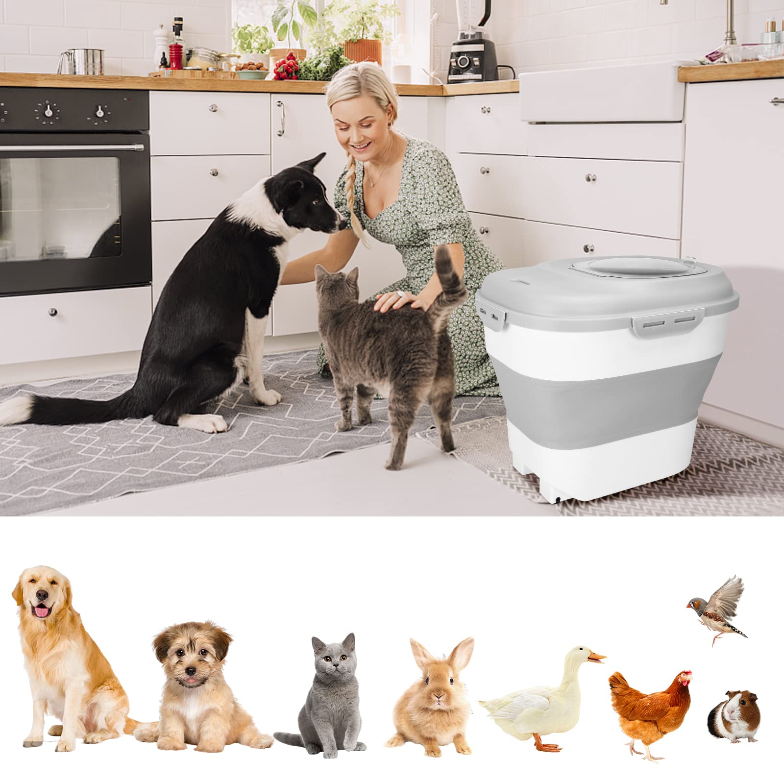 YECERCAN Dog Food Storage Container, 30lb50lb Large Collapsible Pet